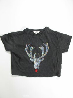 Triko šedé pro holky crop vánoční secondhnad Triko šedé pro holky crop vánoční secondhnad