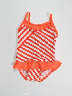 Pruhované plavky pro holky  bílo růžové outlet