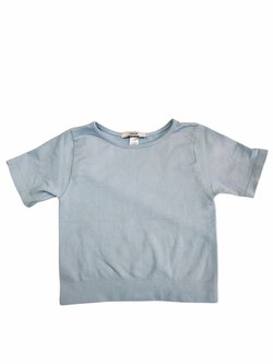 Žebrované modré crop triko s krátkým rukávem pro holky secondhand Žebrované modré crop triko s krátkým rukávem pro holky secondhand