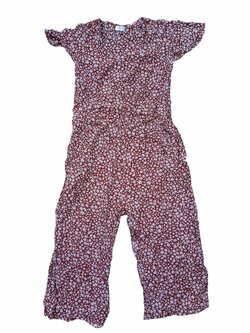 Červený dlouhý overal s květinami pro holky secondhand