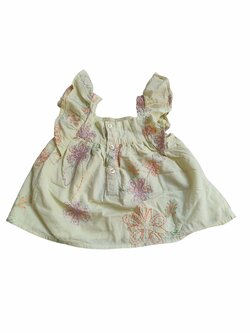 Žluté šaty s volánky a vyšitými květinami secondhand Primark Žluté šaty s volánky a vyšitými květinami secondhand Primark