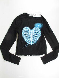 Triko dl.rukáv pro holky černé crop outlet