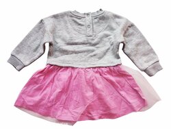 Mikinové šaty šedé s růžovou sukní secondhand