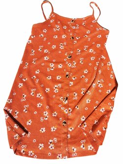 Oranžové šaty s kytičkami na ramínkách secondhand Primark