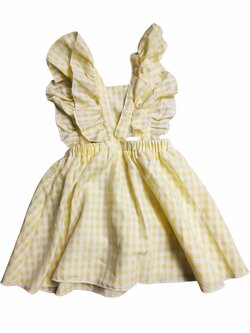 Žlutá kostkovaná sukně na ramínkách secondhand Shein Žlutá kostkovaná sukně na ramínkách secondhand Shein