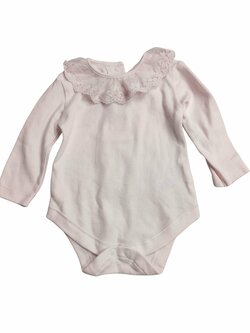 Růžové body s krajkovým límečkem pro holky secondhand Matalan