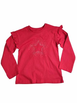 Červené triko s volánky dlouhý rukáv pro holky outlet Nutmeg Červené triko s volánky dlouhý rukáv pro holky outlet Nutmeg