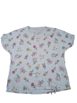 Crop šedé triko s květinami pro holky secondhand Next