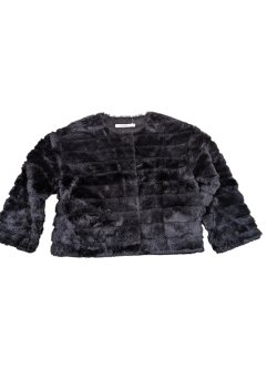 Chlupatý černý kabátek pro holky secondhand -
