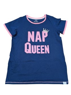 Modro-růžové triko s nápisem pro holky secondhand -