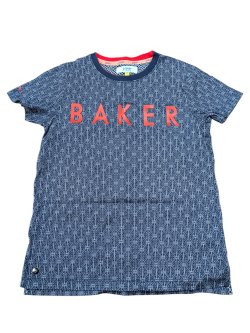 Tmavé vzorované triko s nápisem pro kluky secondhand Baker