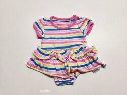 Pruhovaný overal se sukní pro holky kr. rukáv secondhand Pruhovaný overal se sukní pro holky kr. rukáv secondhand