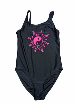 Jednodílné plavky černé Jing a Jang pro holky outlet Primark