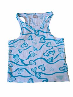 bílé tílko s modrými srdíčky pro holky secondhand Pageone