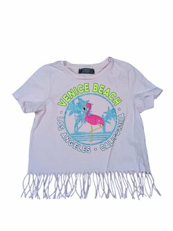 Růžové triko s plaměňákem pro holky secondhand Primark