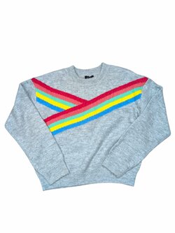 Šedý svetr s duhou pro holky secondhand Kylie Šedý svetr s duhou pro holky secondhand Kylie