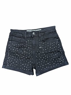 Černé džínové kraťasy se třpytkami pro holky secondhand Denim