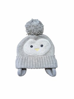 Šedá zimní čepice tučňák pro kluky secondhand F&F