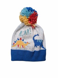 Šedo modrá zimní čepice s bambulkou pro kluky secondhand M&S