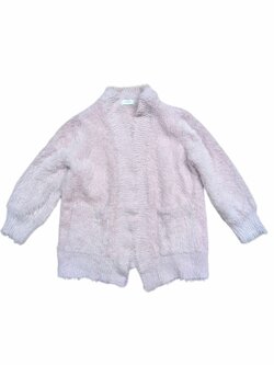 Růžový chlupatý svetr bez zapínání pro holky secondhand Next