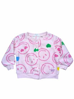 Růžová mikina huňatá s obrázky pro holky secondhand H&M