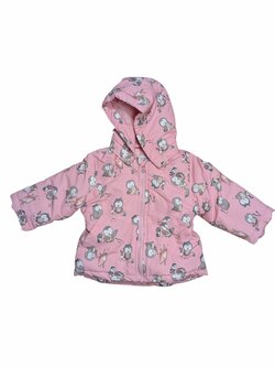 Růžová zimní bunda obrázková se šustem pro holky secondhand Nameit