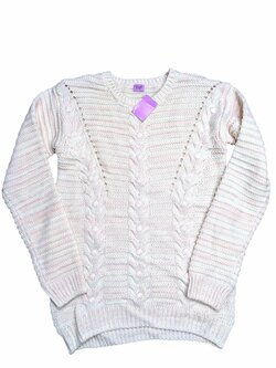 Světlý růžovo bílý svetr pro holky outlet F&F