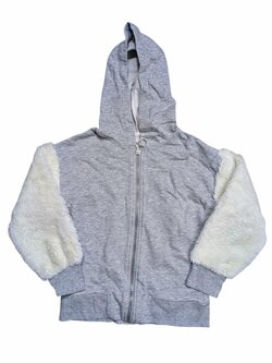 Šedá mikina s chlupatým rukávem pro holky secondhand River Island