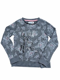 Šedá kytkovaná mikina s nápisem pro holky secondhand PocoPiano