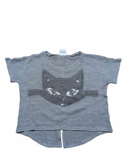 Šedé svetrové triko s kočičkou pro holky secondhand Yigga