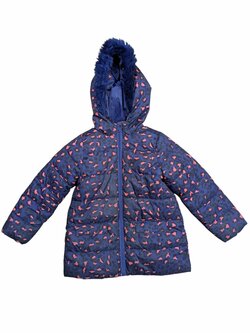 Zimní bunda tmavě modrá vzorovaná pro holky secondhand Young Style