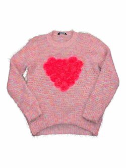 Chlupatý svetr pro holky růžový se srdíčkem secondhand George