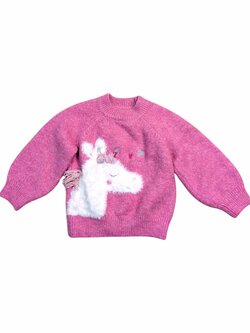 Růžový svetr s jednorožcem pro holky secondhand Matalan