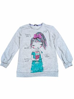 Světle šedá mikina s potiskem pro holky outlet 