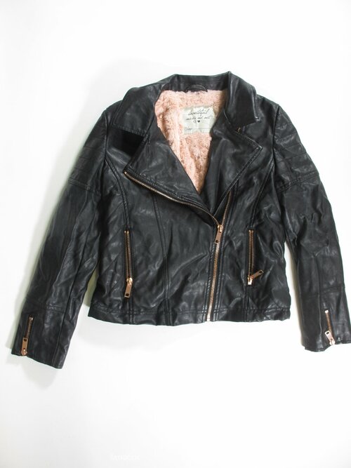 Koženková černá bunda pro holky secondhand
