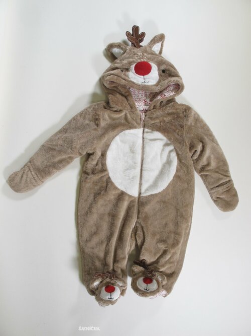 Fleesové přechodová kombinéza sob  vánoční  pro děti secondhand