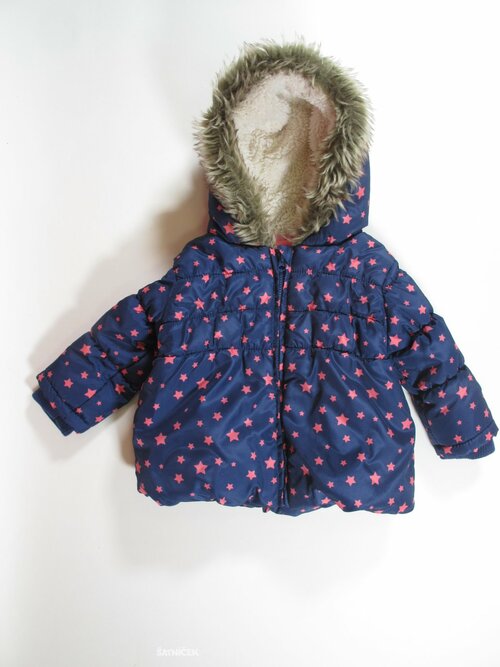 Zimní hvězdičková růžovo modrá bunda secondhand