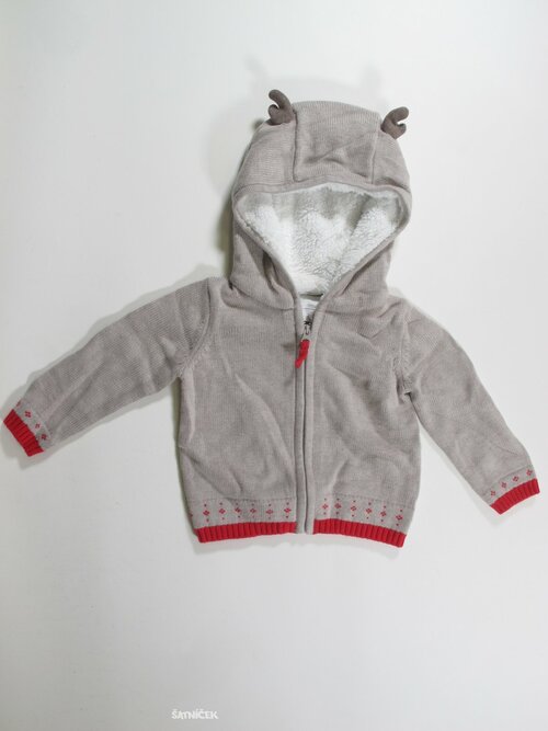 Svetr šedo červený pro děti secondhand