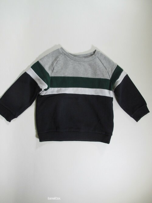 Šedo modro zeleno bílá  mikina pro kluky secondhand