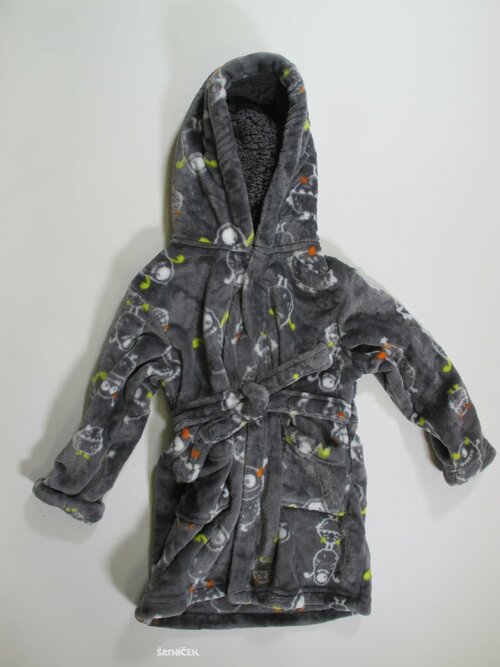 Župan pro kluky šedý s obrázky