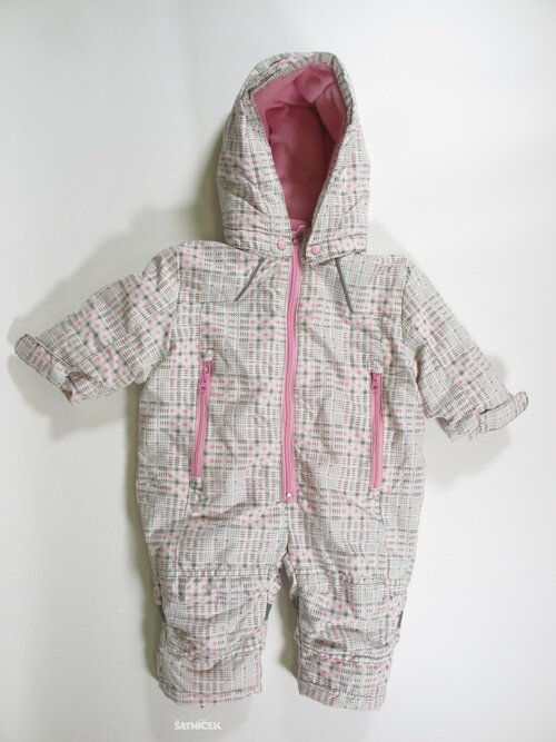 Zimní kombinéza pro holky šedo růžová secondhand