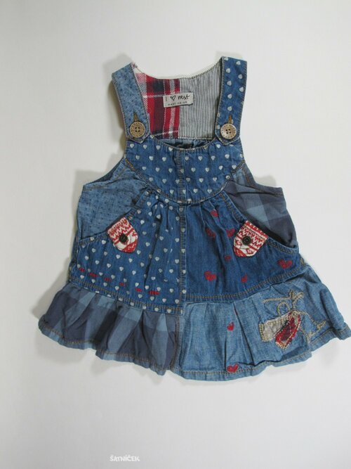 Modré džínové šaty na ramínka secondhand