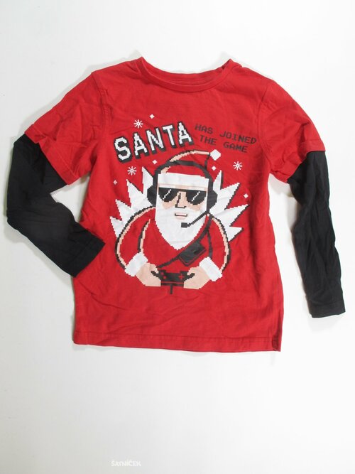 Triko dl.rukáv černo červené vánoční secondhand