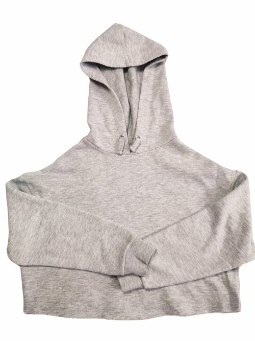 Crop mikina šedá s kapucí pro holky outlet