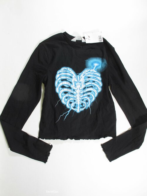 Triko dl.rukáv pro holky černé crop outlet