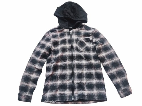 Mikina s kapucí pro kluky bílo-černá se zipem secondhand