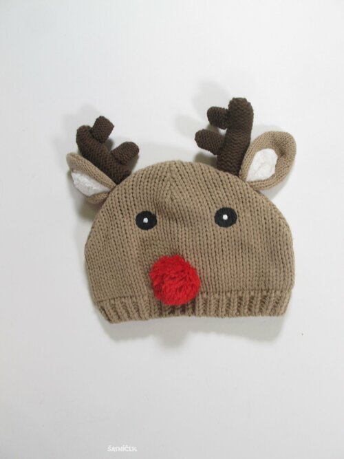 Zimní hnědá čepice sob secondahnd