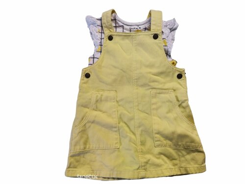 Komplet pro holky žlutá šatovka + bílé body se vzorem + čelenka outlet