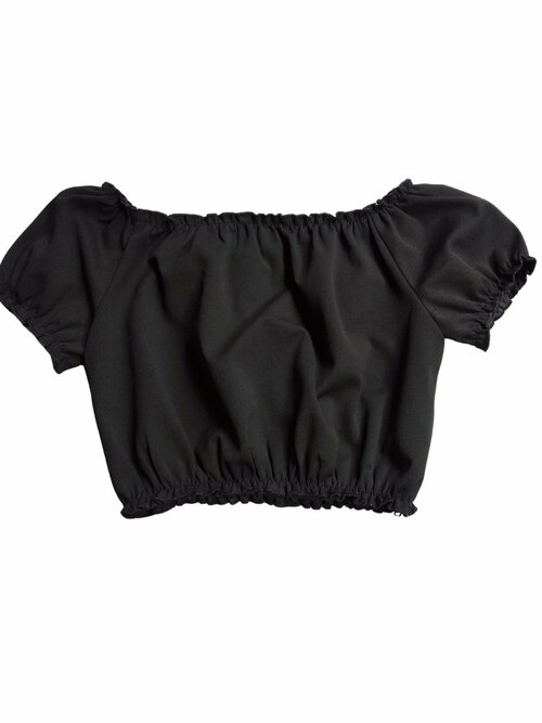 Černý crop top s balónovým rukávem secondhand New Look