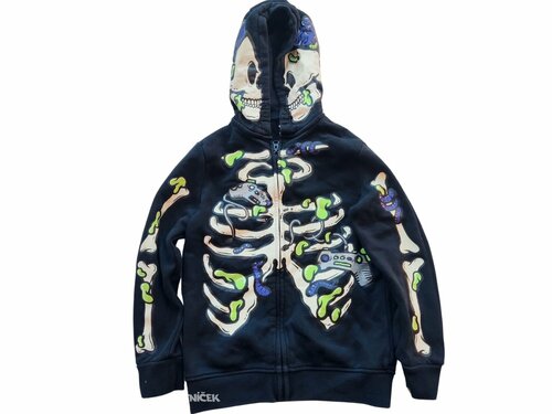 Černá mikina kostlivec pro kluky secondhand F&F